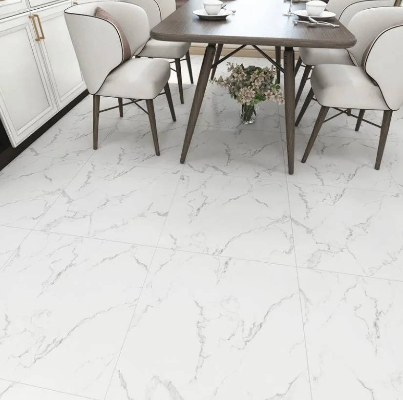 Home Decoration 1.2mm 1.5mm 1.8mm Self Adhesive Dry Back White Grey Black Marble Stone Tile PVC Lvt Vinyl Flooring