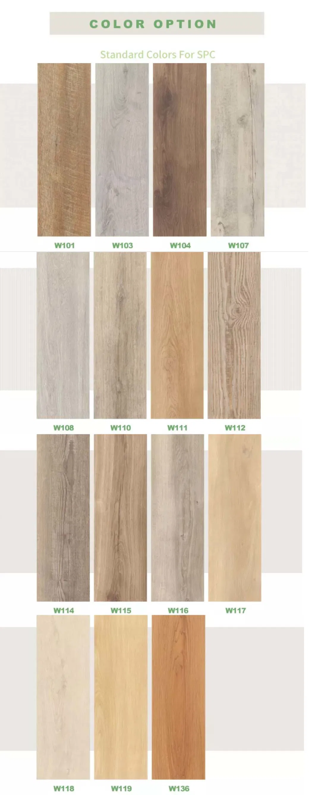 PVC Dry Back Vinyl Plastic Wood Grain Tiles and Marbles Commercial Rigid Core Spc Click Flooring